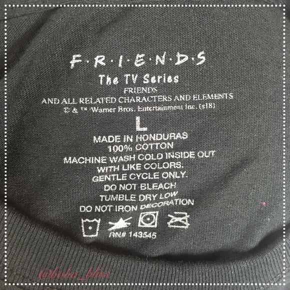 “Friends” Long Sleeve Crop Raw Edge Tee - Picture 2 of 3